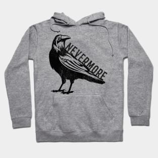 Raven Nevermore Halloween Crow Black Bird Distressed Hoodie